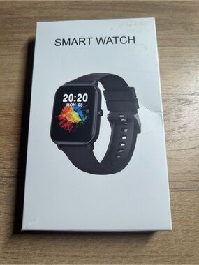 Black Smartwatch with Silicone Band and Color Display NIB. Android/IOS